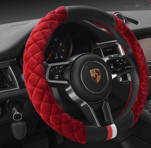 Cute Plush Car Steering Wheel Cover 38cm Universal Winter Warm Protector