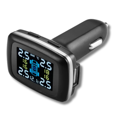 TPMS Tire Pressure Monitoring System 4-Sensor Cigarette Lighter USB