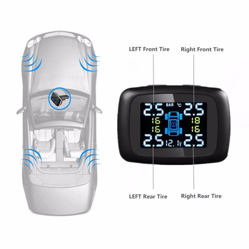 TPMS Tire Pressure Monitoring System 4-Sensor Cigarette Lighter USB
