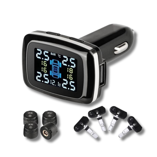 TPMS Tire Pressure Monitoring System 4-Sensor Cigarette Lighter USB