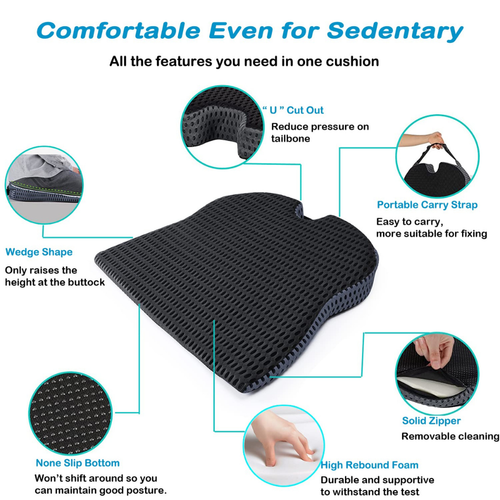 Memory Foam Car Seat Cushion with Strap for Office Chair or Car