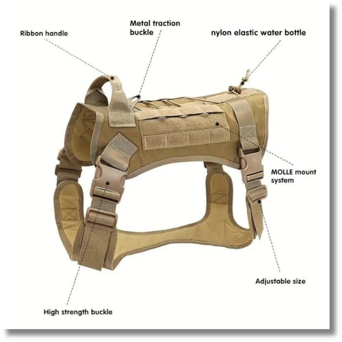 Quick Release 1000D Tactical Dog Vest Set with Collar and Leash
