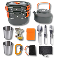 2 to 3 Person Nonstick Anodized Aluminum Camping Cooking Set Outdoor Kit