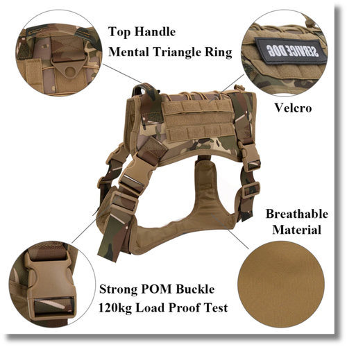 Quick Release 1000D Tactical Dog Vest Set with Collar and Leash