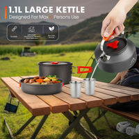 2 to 3 Person Nonstick Anodized Aluminum Camping Cooking Set Outdoor Kit