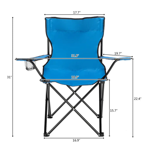 Foldable 600D Oxford Cloth Camping Chair 230 LB Capacity Blue