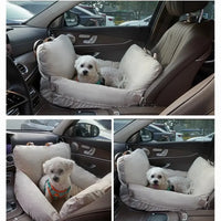 60 x 50 CM Linen Cloth Dog Bed for Car Front Seat Creamy White