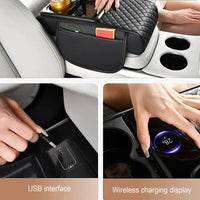 Leather Armrest Box Cover with Wireless Charging and Tissue Slot