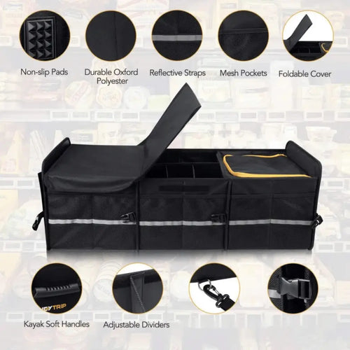 Folding Waterproof Oxford Cloth SUV Trunk Organizer with Roller and Handle