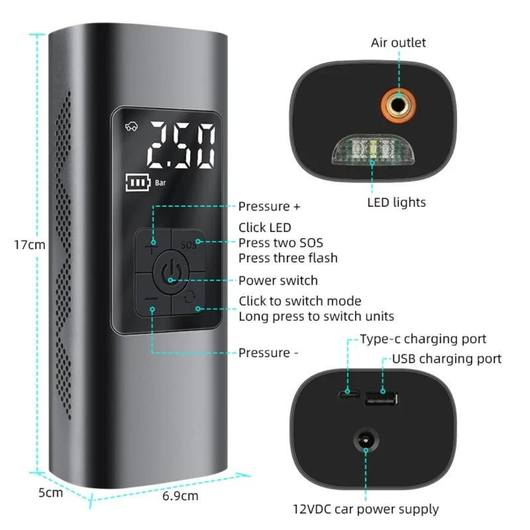 Wireless Electric Car Tire Inflator Portable Air Pump 12V