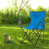 Foldable 600D Oxford Cloth Camping Chair 230 LB Capacity Blue