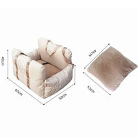 60 x 50 CM Linen Cloth Dog Bed for Car Front Seat Creamy White
