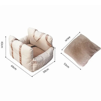 60 x 50 CM Linen Cloth Dog Bed for Car Front Seat Creamy White