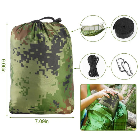 600 LB 210T Parachute Nylon Double Camping Hammock with Mosquito Net