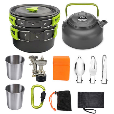 2 to 3 Person Nonstick Anodized Aluminum Camping Cooking Set Outdoor Kit