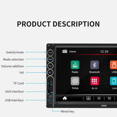 7 Inch Car Radio Stereo Touchscreen Bluetooth MP5 GPS Navigation