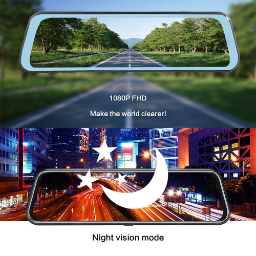 Dual Lens Rearview Mirror Dash Cam Front Rear 1080P Car DVR