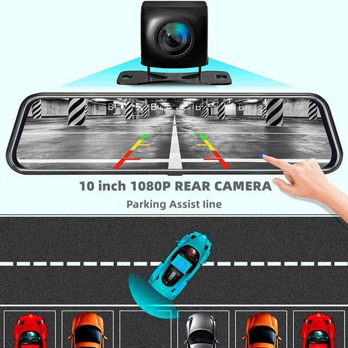 Dual Lens Rearview Mirror Dash Cam Front Rear 1080P Car DVR